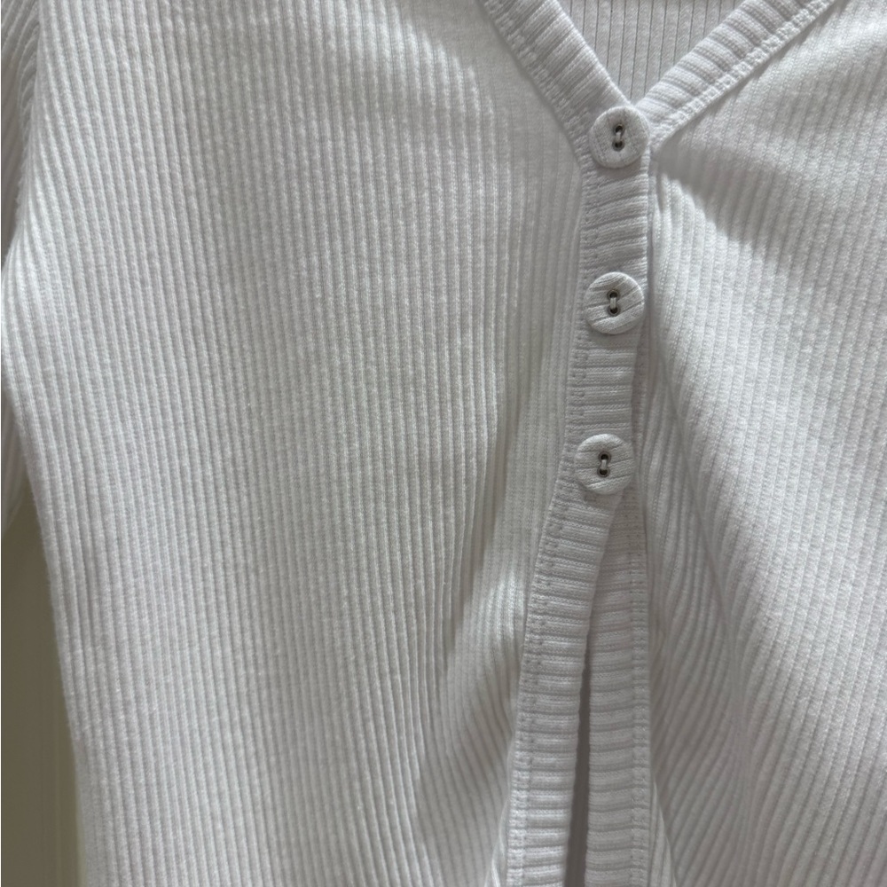 PRINCESS POLLY White Ribbed Button-Up Top - Picture 2 of 4